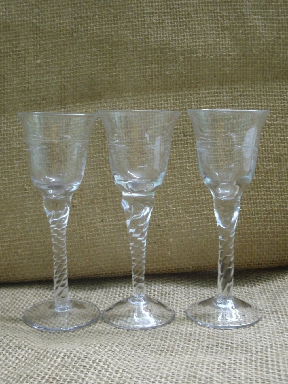 Vintage Home Essentials Antique Grape Hand Etched Cordial Glasses